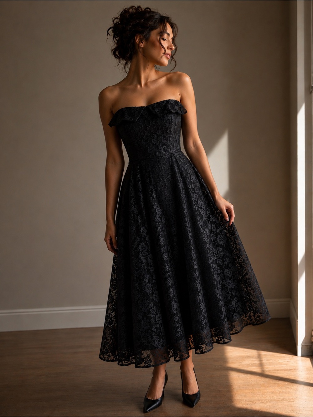 NWT Vintage Europa Boutique Black Lace Cocktail Dress | Size 10P